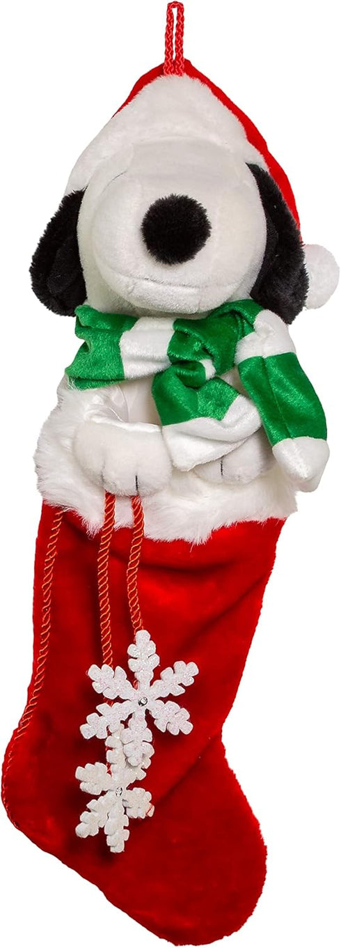 Peanuts Kurt Adler 21-Inch Snoopy Plush Head Stocking with Snowflake Dangles...