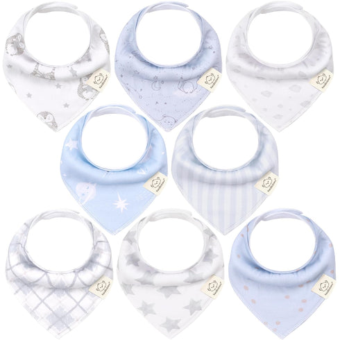 KeaBabies 8-Pack Organic Baby Bandana Drool Bibs - Stylish Unisex Bandana Bibs, Super Absorbent Bandana Drool Bibs, Gentle Teething Bibs for Infan...