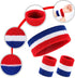 BEFORYOU 2 Sets Striped Sweatbands Set, 2 Pieces Sports Headband and 4 Pieces Wristbands, Colorful Striped American Flag Style for Men and Women...