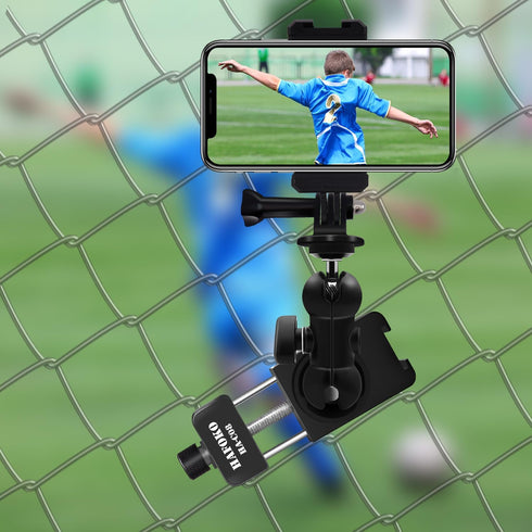 C08 Aluminum Smartphone Fence Mount Compatible for GoPro/Pocket Radar/Mevo Start/DJI Osmo Pocket/DJI Action/Insta360/AKASO Action Camera Game Chan...