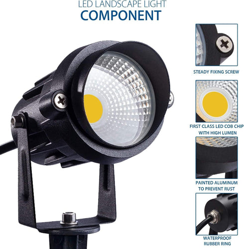 HANNAHONG 5W AC120V Landscape Up Down Spot-light with Spiked Stand and Base,Warm White COB LED for Lawn Garden Decorative,Yard Step Wall Outdoor L...