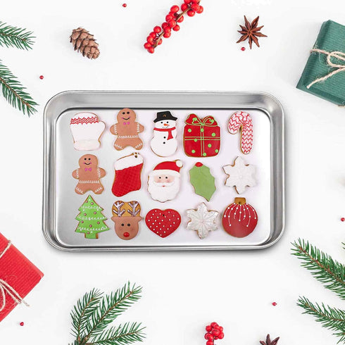 TeamFar Pure Stainless Steel Toaster Oven Pan Tray Ovenware, 7''x9.3''x1'', Heavy Duty & Healthy, Mirror Finish & Easy clean, Deep Edge, Dishwashe...