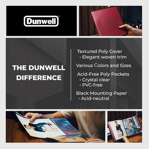 Dunwell Photo Album 8x10 (Ruby) with Black Mounting Paper, 8 x 10 Photo & Art Portfolio Presentation Book, 24 Clear Sleeves, Each Shows 48 Pages, ...