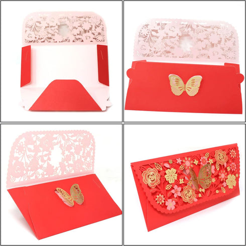 Honbay 6PCS Chinese Red Envelopes Lucky Money Pocket Hong Bao Gift Organizer Envolopes for Spring Festival Birthday Wedding and New Year Party...