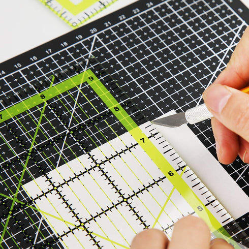 UOOU Quilting Ruler (9.5"X9.5"), Square Quilting Rulers Fabric Cutting Ruler Acrylic Quilters Rulers Clear Mark for Easy Precision Cutting and Cra...