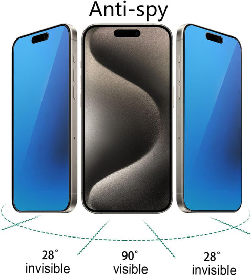 2 Pack Matte Anti-Blue Privacy Tempered Glass for iPhone 15 Pro Anti-glare Anti-Spy Screen Protector Anti-Peeping Film Electroplated Blue 6.1 inch...