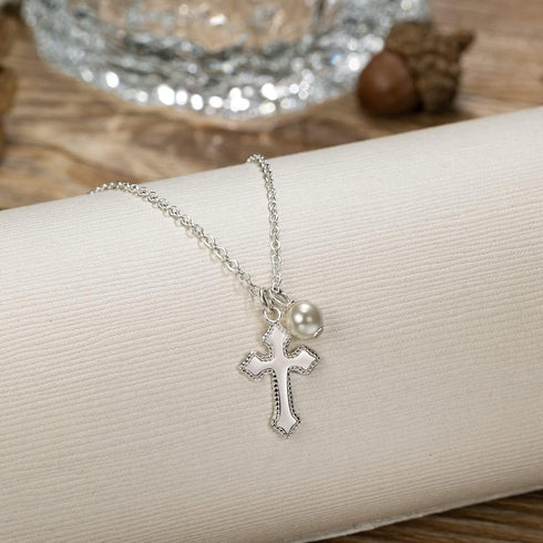 Sterling Silver Dainty Cross Necklace for Girls, Baptism Gifts for Girl, First Communion, Confirmation Gifts for Teenage Girl, Easter Jewelry Chri...
