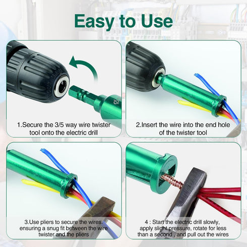 2pcs Wire Twister Tool for Drill, Wire Twisting Stripping Tools, 6mm Hex Shank Cable Twister Tool for Quick Stripping and Wrapping of Wire...