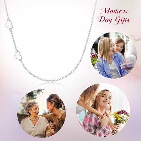 BriLove Gifts for Mom Women 925 Sterling Silver Delicate Tiny Sideways Double Forever Love Heart Choker Necklace for Mothers Day/Valentines Day/Bi...