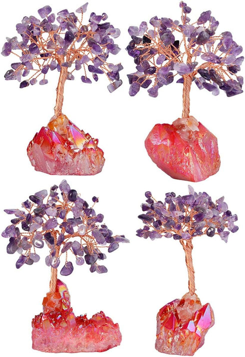 mookaitedecor Amethyst Crystal Money Tree Crystals Base & Guardian Angel Figurine Ornament for Wealth and Luck...