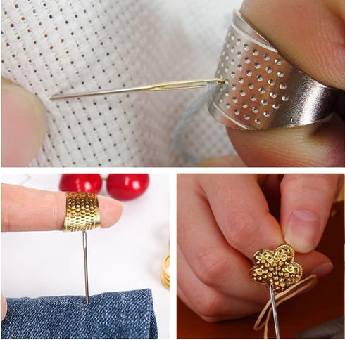 YHCHLHFF 6 Pcs Sewing Thimbles, Thimbles for Hand Sewing Metal Finger Protectors, for Knitting Needlework DIY Tools Quilting Craft Accessories...
