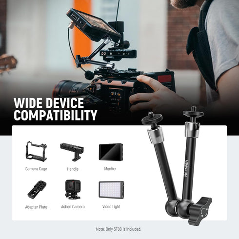 NEEWER 9.8"/25cm Adjustable Friction Magic Arm with 1/4" Screw on Both Ends, Compatible with SmallRig Cage, Flash/LED Light/Microphone/Monitor/Sup...
