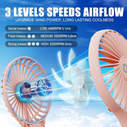 Mini Handheld Fan,Small Personal Fan with 3Speeds,Portable Battery Operated Fans,USB Rechargeable Makeup Eyelash Fan,Strong Hand Fan for Travel Of...