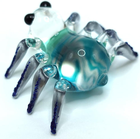 Spider Miniature Figurines Animals Hand Painted Blown Glass Art Collectible Gift Home Decorate (Black Blue)...