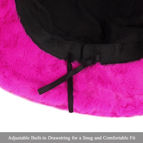 Winter Fluffy Fuzzy Bucket Hat Plush Furry Faux Fur Fisherman Hats Warm Hat for Women...