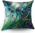 Moslion Peacock Feather Pillow Case Home Decorative Oil Painting Feathers White Blue Pink Throw Pillow Case 18" x 18" Inch Cotton Linen Cushion Co...