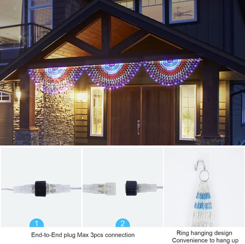 HYH American Flag LED Lights - 47in Patriotic Lights for 4th of July Decorating Indoor and Outdoor Waterproof Half Fan Flag Lights for Patriotic L...