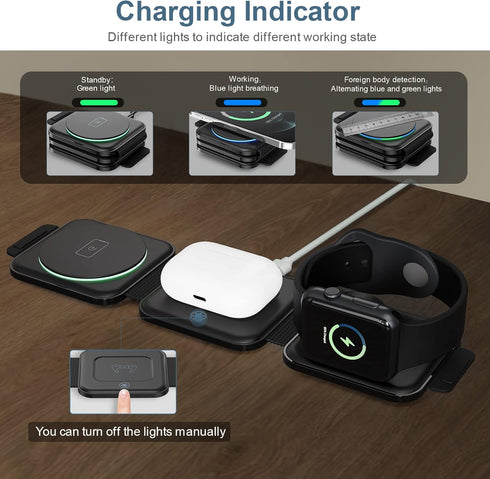 3 in 1 Magnetic Foldable Wireless Charger, Ankilo Wireless Charging Station for Travel,Portable Wireless Charging Station...