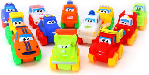 Big Mo's Toys Baby Cars - Soft Rubber Toy Car Set Small Vehicles for Babies and Toddlers - 12 Pieces...