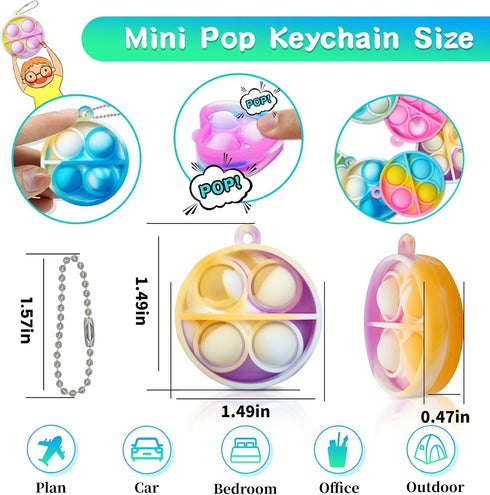 Pop Fidget Keychain, Mini Fidget Toys Bulk, Party Favors for Kids 4-8,8-12 Years Kids Goodie Girls Bag Stuffers Fidgets for Classroom Prizes Senso...