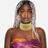 6 Pieces Gold African National Tribal Costume Accessories Set Long Neck Collar Necklaces Metal Bracelet Gothic Chunky Nose Hoop Chain Swirl Earrin...