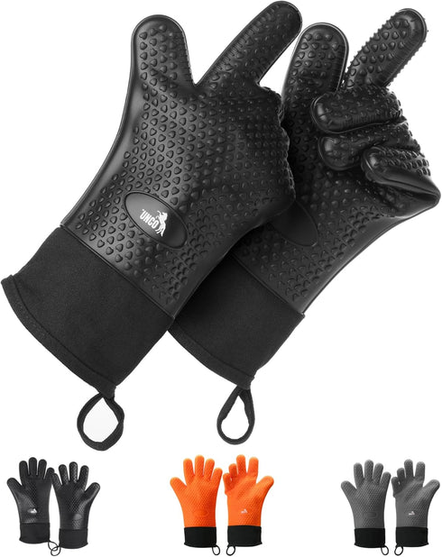 UNCO- Grill Gloves, Silicone Gloves Heat Resistant, Oven Gloves, BBQ Gloves, Meat Gloves, Barbecue Gloves, Grilling Gloves, Meat Gloves for Pullin...
