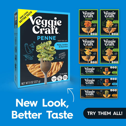 Veggiecraft Farms Penne Pasta - Low Carb Pasta, Protein Pasta, Lentil Noodles with Peas & Zucchini, Plant Based, Keto-Friendly, Gluten Free, Vegan...