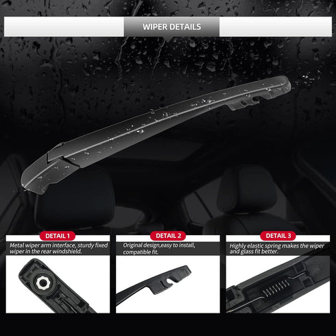 Replacement for 2003-2008 Honda Pilot Rear Windshield Wiper Blade and Arm Assembly-Original Factory Quality Car Back window wiper Arm Blade Comple...
