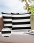 Outdoor Pillow Covers 26x26 Waterproof Polyester Throw Pillow Covers, Black White Stripes Decorative Pillowcases Garden Cushion Case for Patio Cou...