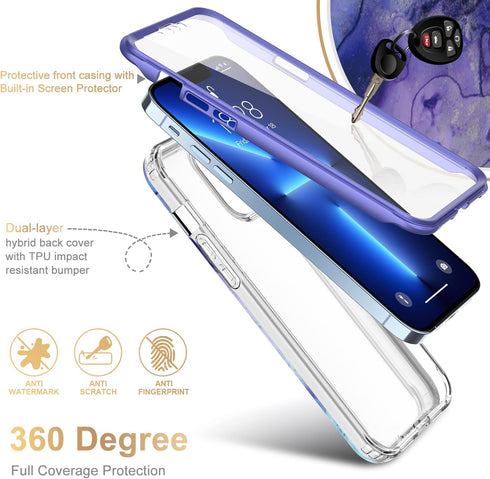 Esdot for iPhone 13 Pro Case with Built-in Screen Protector,Military Grade Rugged Cover with Fashionable Designs for Women Girls,Protective Phone ...