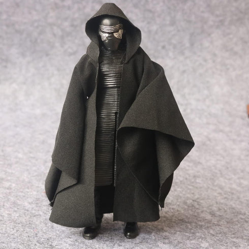1:12 Scale Fabric Cape Robe with Hat for 6" Bandai SHF Figma Body Doll Action Figure (no Figure) (Black L Sleeve)...