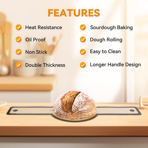 Silicone Bread Sling for Dutch Oven- Double Thickness Platinum Silicone –Reusable Non-Stick & Easy Clean Silicone Bread Baking Mat with Extra Long...