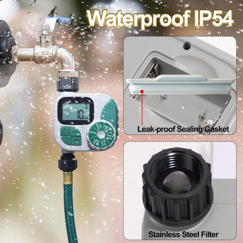 Biswing Watering Timer for Garden Hose, Outlet Hose Water Sprinkler Timers, Programmable Hose Timer with Digital Irrigation Timer System, Battery ...