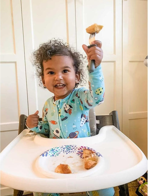 Grabease Toddler Silverware Set Forks Spoons and Knives Set Toddler Utensils Feeding Supplies, BPA and Phthalates-Free, Dishwasher Safe, Gray...