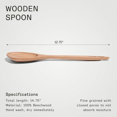 Made In Cookware - Wooden Spoon - Handcrafted for Thorough Mixing and Gentle Cookware Care - Crafted in Hungary...
