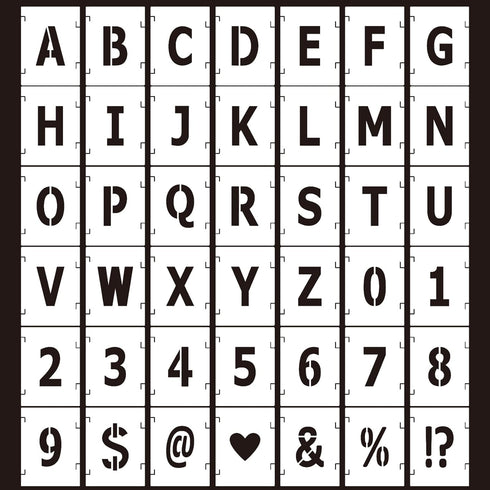42Pcs Letter Stencils Symbol Numbers Craft Stencils, Alphabet Stencils 1 inch, Alphabet Templates Interlocking Stencil Kit for Painting on Wood, W...