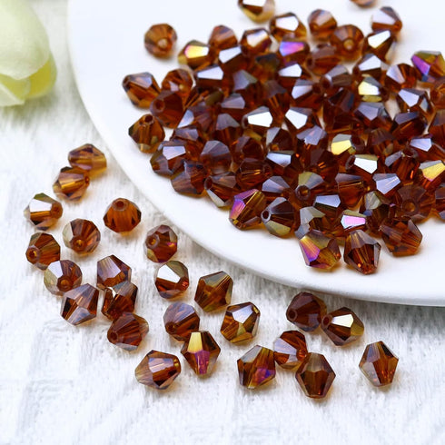 Dowarm 100PCS 8MM Crystal Beads, Amber AB Bicone Glass Beads for Jewelry Making, Craft, DIY Bracelet, Necklace, Dolls, Loose Spacer Beads...