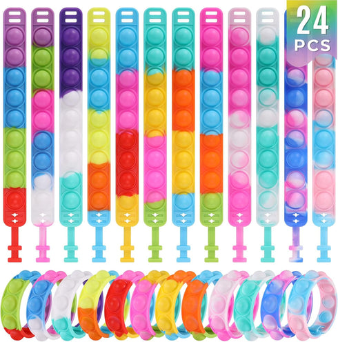 Kids Party Favors Pop Fidget Toys Bulk Its 24 Packs Fidget Bracelet It Birthday Party Favors for Kids Goodie Bags Stuffers Classroom Prizes Bubble...