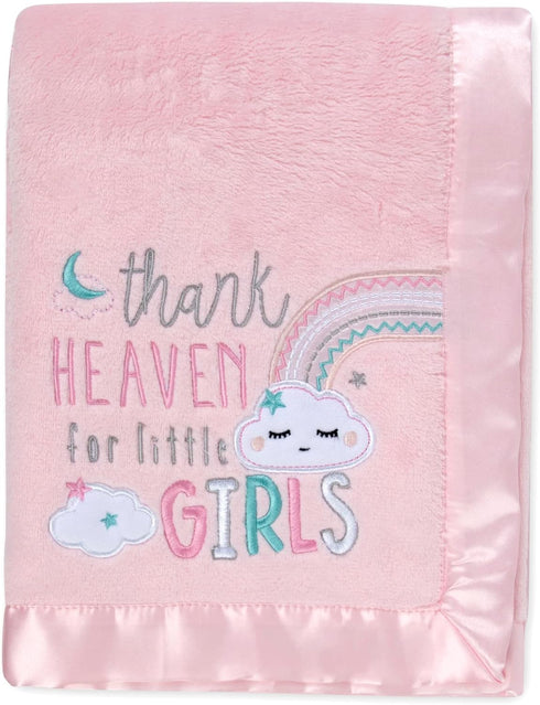 30x40 Fleece Baby Nursery Blanket with Satin Trim for Boys, Girls, and Unknown Gender Baby (Thank Heaven Girl 2)...