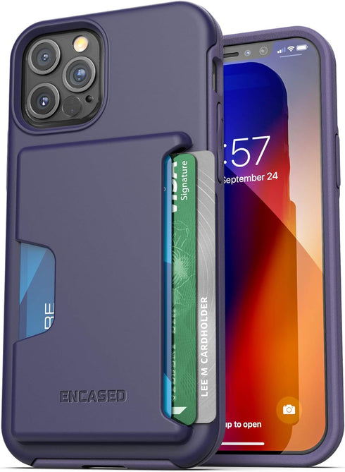 ENCASED Phantom Wallet Case Compatible with iPhone 12 Pro Max Protective Cover with Card Holder Slot (3 Credit Cards Capacity) Purple...