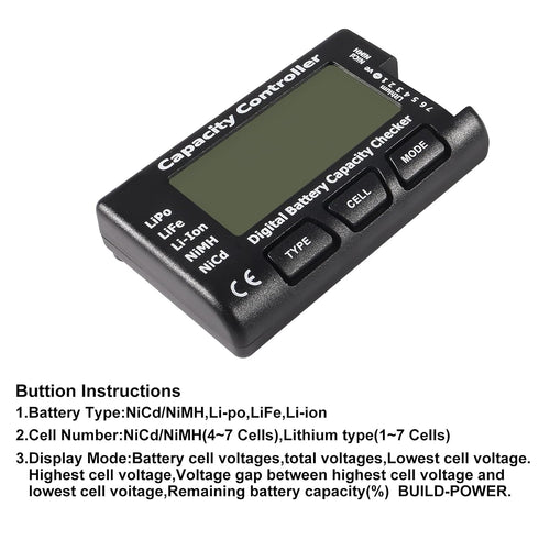 RC Cellmeter 7 Digital Battery Capacity Checker Controller Tester Voltage Tester for LiPo Life Li-ion NiMH Nicd Cell Meter 2PCS...