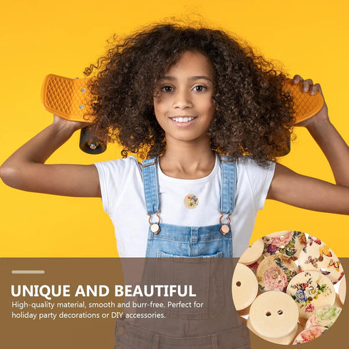 Ornament Crafts 100pcs Flower Glass Buttons 2 Holes Wooden Sewing Buttons DIY Clothing Sewing Supplies for DIY Project Crafts (Mixed Styles) 20MM ...