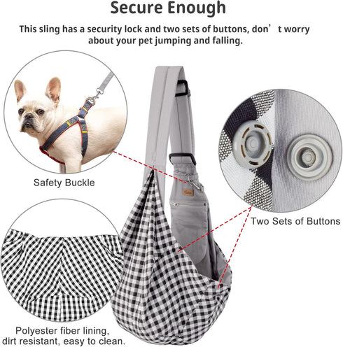 CUBY Dog and Cat Sling Carrier - Hands Free Reversible Pet Papoose Bag - Soft Pouch and Tote Design - Adjustable - Suitable for Puppy, Small Dogs,...