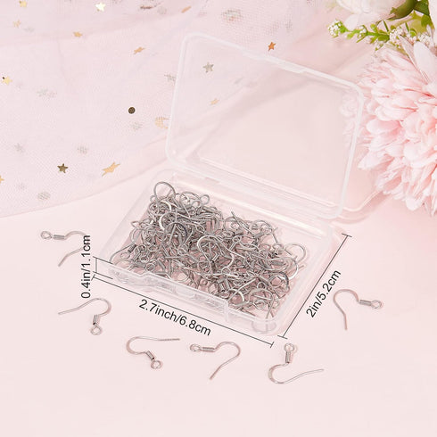 SUNNYCLUE 1 Box 100Pcs French Earring Hooks 304 Stainless Steel Earwire Ear Wires Silver Earring Wires Fishhook Earring Hook for jewellery Making ...