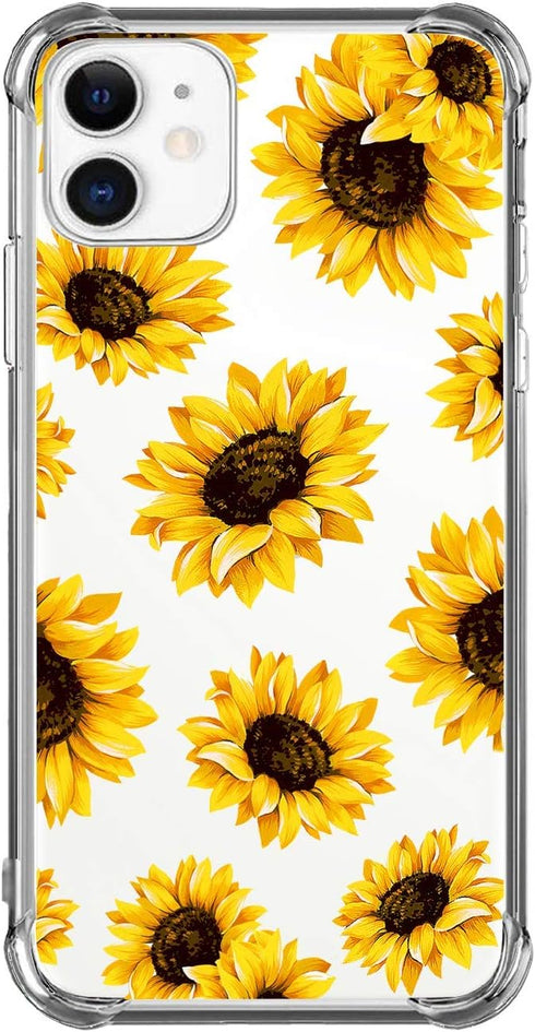Sunflower Clear Case Compatible with iPhone 11 Released 2019, Yellow Sunflower Girls and Women Floral Back Case Cover, Sunflower Transparent Soft ...