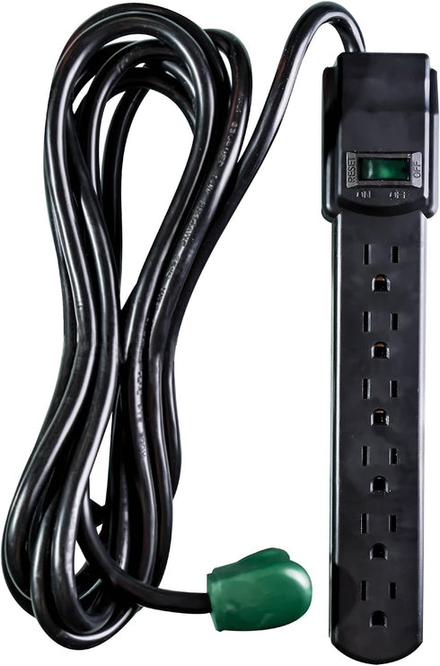 Go Green Power Inc. 6 Outlet Surge Protector, Black, 6ft Cord - 250 Joules, Circuit Breaker, Mountable, Great for in-Home Use...