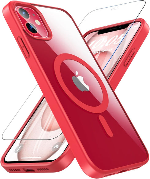 BESINPO Magnetic Case for iPhone 11 Case, with Tempered Glass Screen Protector, Compatible with MagSafe, 360 Full-Body Shockproof Military-Grade P...