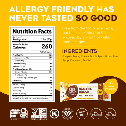 88 ACRES Banana Bread Seed Protein Bar, 1.9 OZ...
