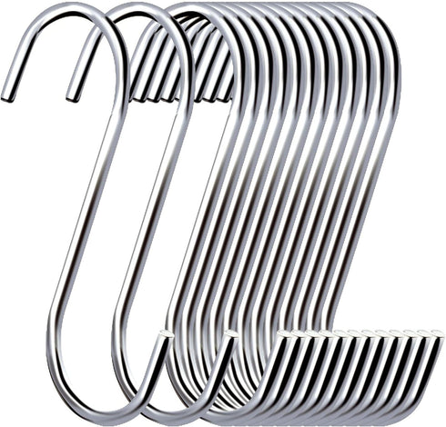 30 Pack 3.7 inch Metal S Hooks Steel S Hooks Plants Hanging Hangers for Kitchen Pans Pots Bags Purse Jeans Jewelry Towels...