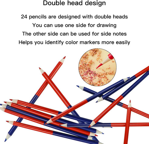 Checking Pencils Red and Blue Erasable Pencils Pre-Sharpened #2 HB for Checking Map Coloring Tests Grading (24 Pieces)...